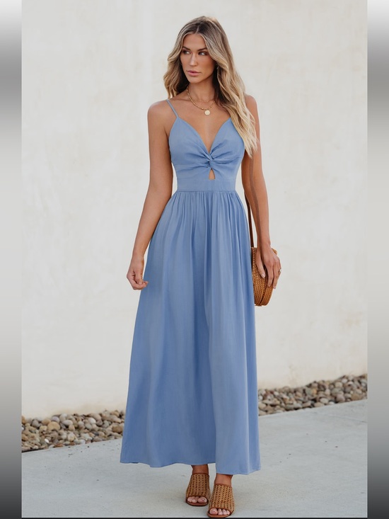 Cupshe Dresses & Skirts - NWT CupShe Blue Front Twist & Keyhole Maxi Dress - size S, M